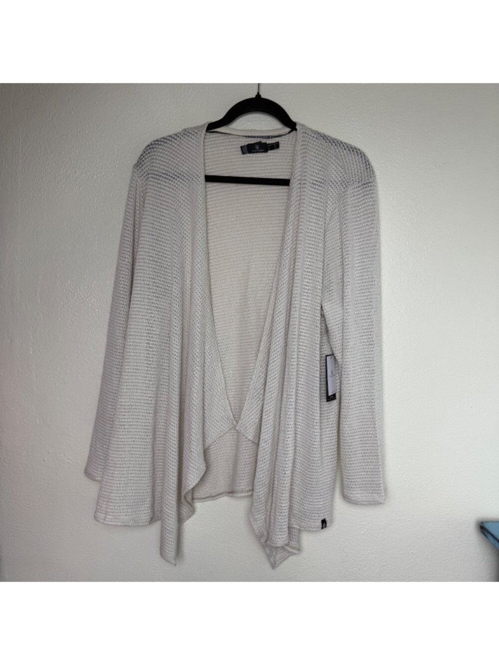NWT Volcom Womens Open Knit Beige BOHO Waterfall Cardigan Sz 16W
